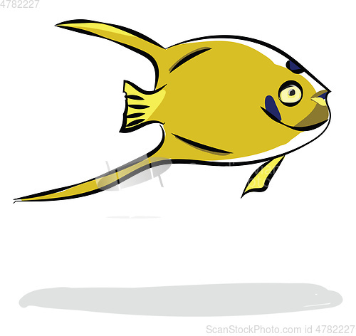 Image of Painting of a yellow-colored fish vector or color illustration