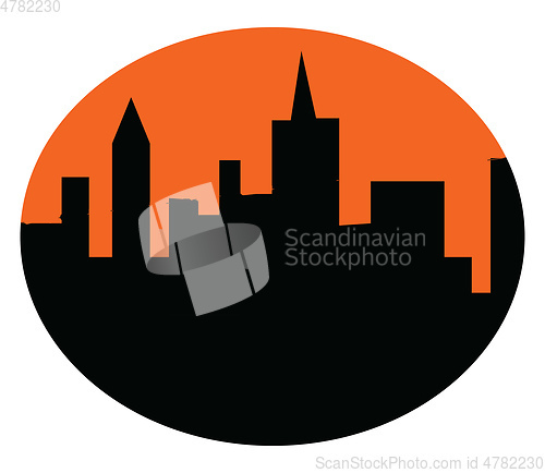 Image of A silhouette of a city vector or color illustration