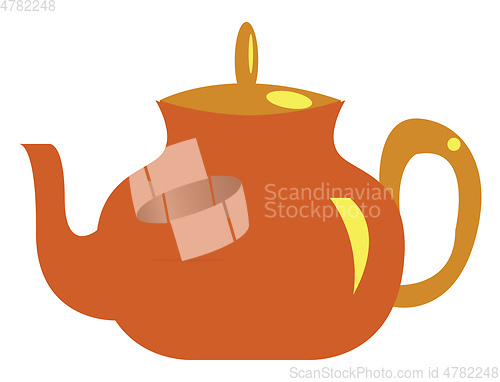 Image of An orange tea pot vector or color illustration