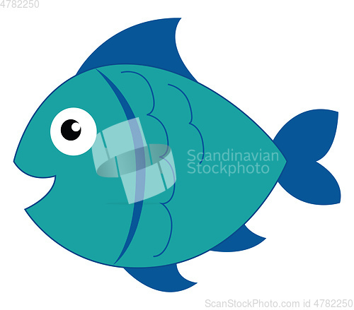 Image of Clipart of a blue-colored smiling fish vector or color illustrat