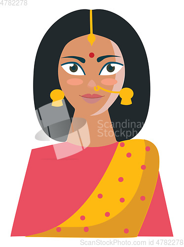 Image of The traditional and beautiful Indian woman vector or color illus