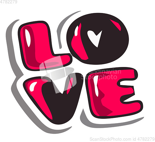 Image of Love clipart in red & black vector or color illustration