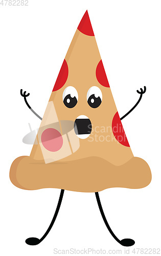 Image of Surprised pizza slice vector illustration on white background