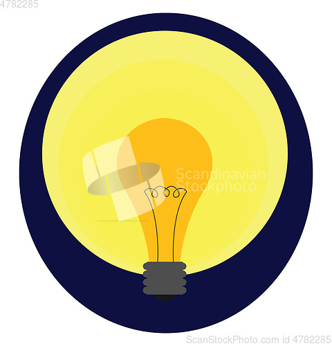 Image of Portrait of a yellow light bulb over blue background vector or c