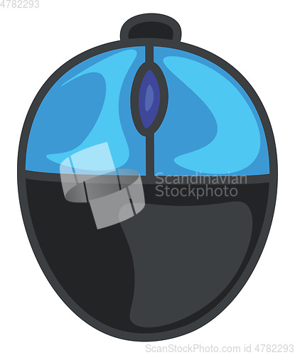 Image of Cartoon two-button office mouse in shades of blue color vector o