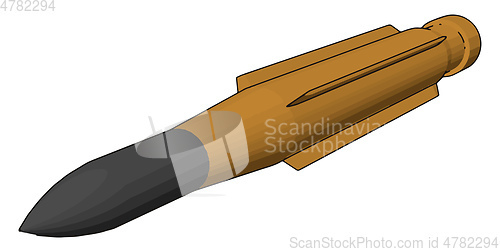 Image of 3D vector illustration on white background of a military missile