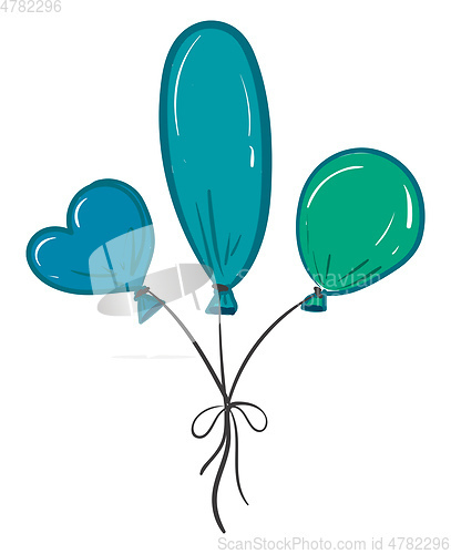 Image of Three balloons of different colors and different shapes like ova