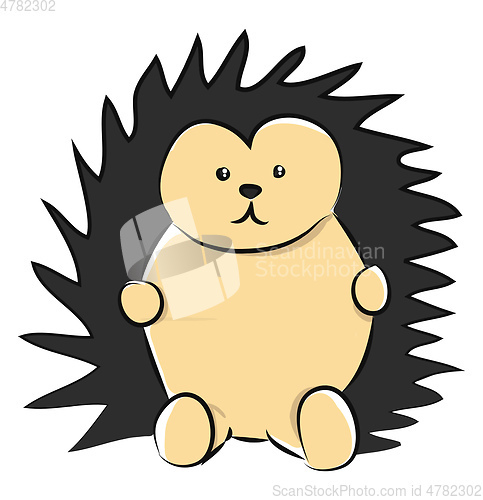 Image of A sad brown-colored cartoon hedgehog vector or color illustratio