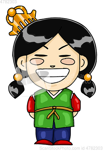 Image of Chinese princess with crown vector or color illustration