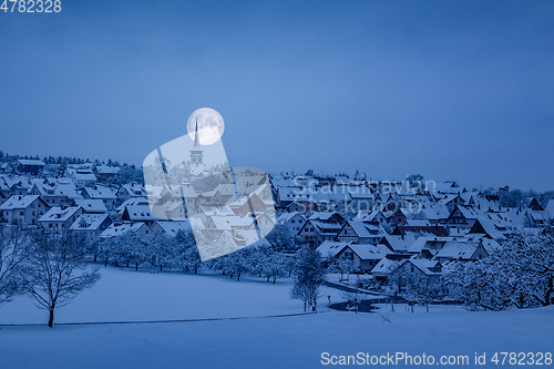 Image of Holzbronn Germany winter scenery by night