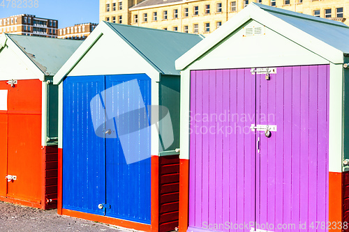 Image of Colorful Brighton beach huts