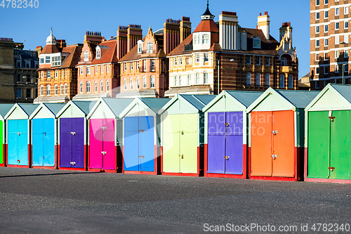 Image of Colorful Brighton beach huts