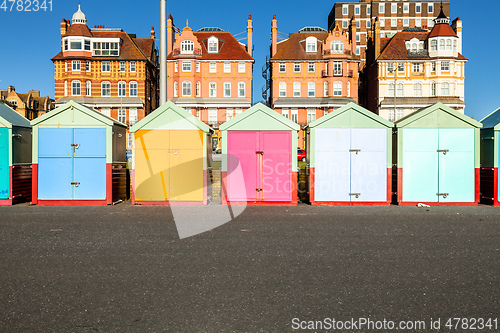 Image of Colorful Brighton beach huts