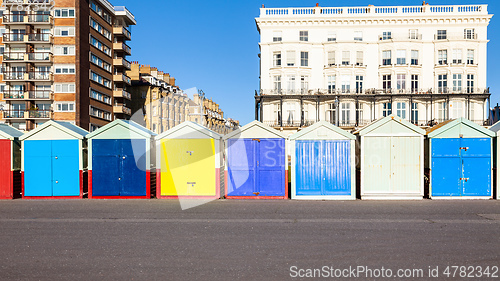 Image of Colorful Brighton beach huts