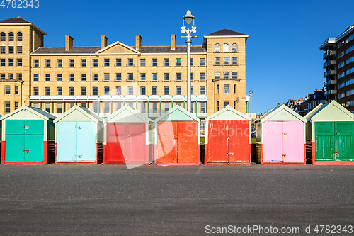 Image of Colorful Brighton beach huts