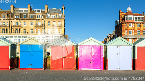 Image of Colorful Brighton beach huts