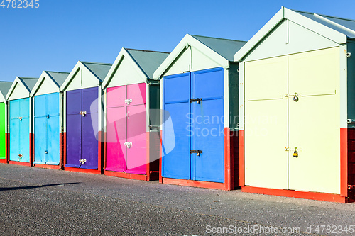 Image of Colorful Brighton beach huts