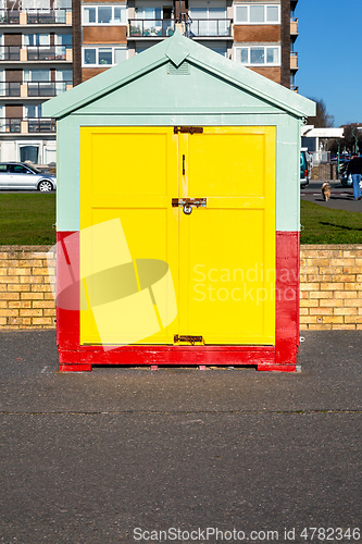 Image of Colorful Brighton beach hut