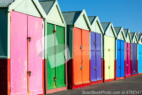 Image of Colorful Brighton beach huts