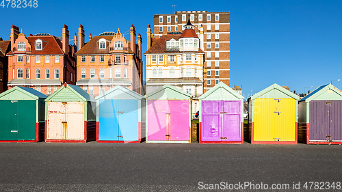 Image of Colorful Brighton beach huts