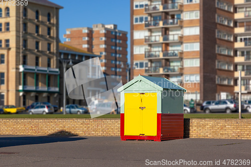 Image of Colorful Brighton beach hut