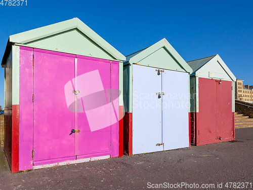 Image of Colorful Brighton beach huts