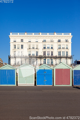 Image of Colorful Brighton beach huts