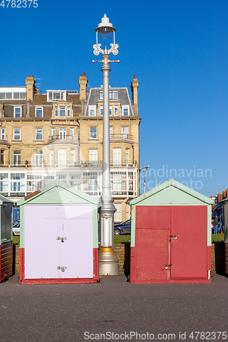 Image of Colorful Brighton beach huts