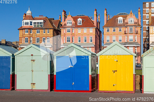 Image of Colorful Brighton beach huts