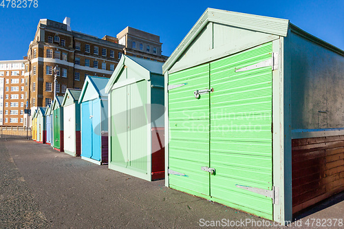 Image of Colorful Brighton beach huts