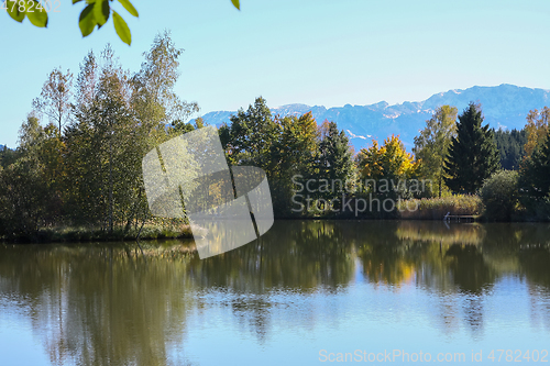 Image of autumn lake bavaria germany