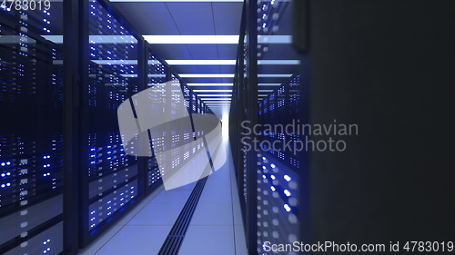 Image of Data Center Computer Racks In Network Security Server Room Cryptocurrency Mining