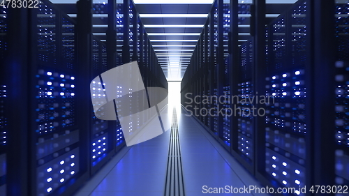 Image of Data Center Computer Racks In Network Security Server Room Cryptocurrency Mining