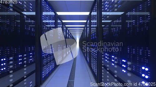 Image of Data Center Computer Racks In Network Security Server Room Cryptocurrency Mining