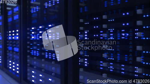 Image of Data Center Computer Racks In Network Security Server Room Cryptocurrency Mining