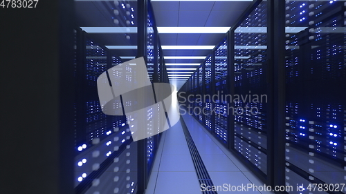 Image of Data Center Computer Racks In Network Security Server Room Cryptocurrency Mining