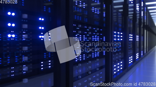 Image of Data Center Computer Racks In Network Security Server Room Cryptocurrency Mining