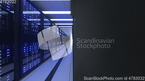 Image of Data Center Computer Racks In Network Security Server Room Cryptocurrency Mining