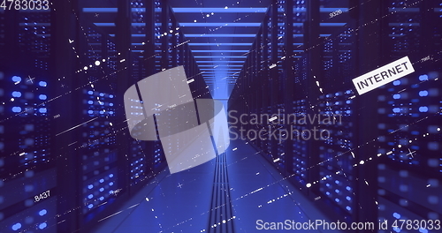 Image of Data Center Computer Racks In Network Security Server Room Cryptocurrency Mining