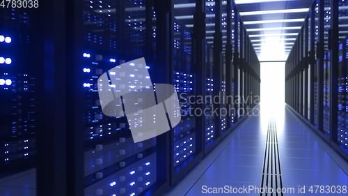 Image of Data Center Computer Racks In Network Security Server Room Cryptocurrency Mining