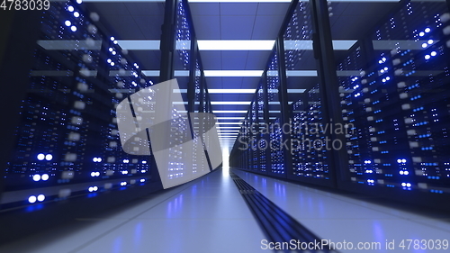 Image of Data Center Computer Racks In Network Security Server Room Cryptocurrency Mining