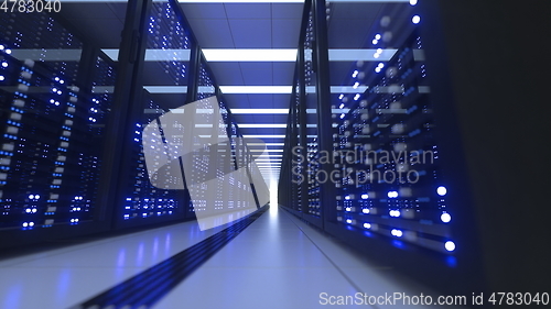 Image of Data Center Computer Racks In Network Security Server Room Cryptocurrency Mining