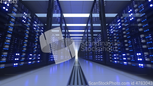 Image of Data Center Computer Racks In Network Security Server Room Cryptocurrency Mining