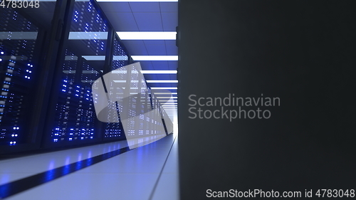 Image of Data Center Computer Racks In Network Security Server Room Cryptocurrency Mining