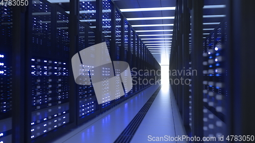 Image of Data Center Computer Racks In Network Security Server Room Cryptocurrency Mining