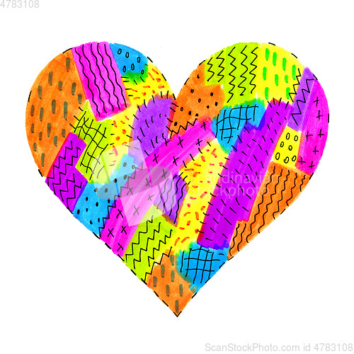 Image of Bright colorful heart with abstract pattern 