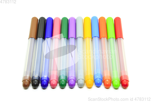 Image of Multicolored markers isolated on a white 