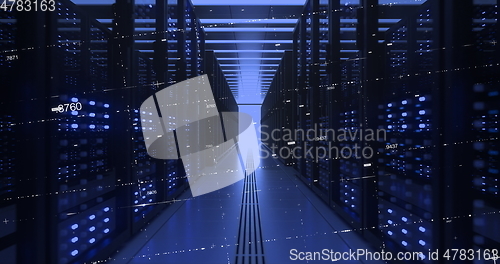 Image of Data Center Computer Racks In Network Security Server Room Cryptocurrency Mining