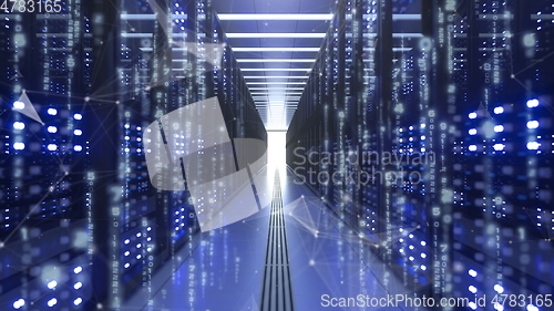 Image of Data Center Computer Racks In Network Security Server Room Cryptocurrency Mining