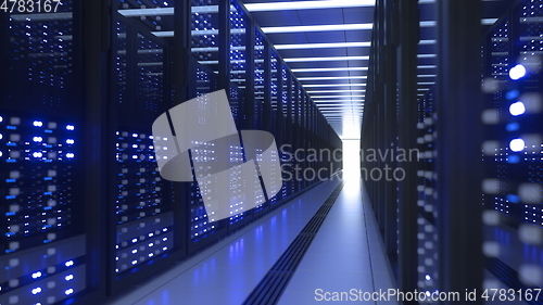 Image of Data Center Computer Racks In Network Security Server Room Cryptocurrency Mining